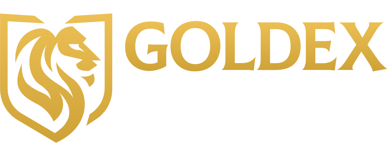 Goldex Casino logo, a gold lion crest with the word Casino